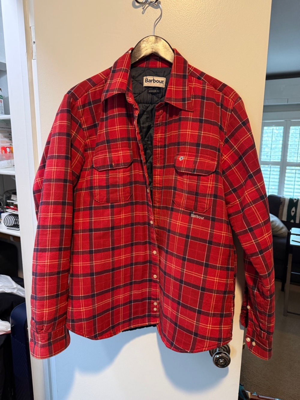 Barbour Red Plaid Lightweight Shirt Jacket